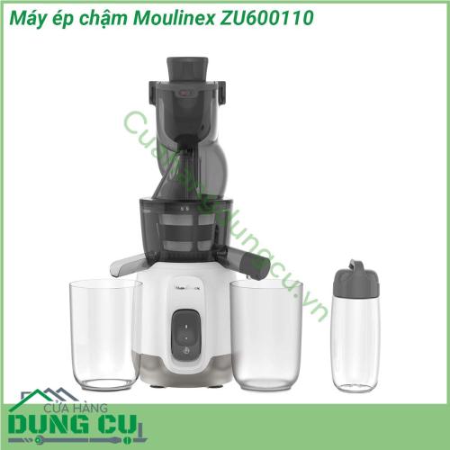 Máy ép chậm Moulinex ZU600110 với công nghệ mới đảm bảo chiết xuất nước trái cây hiệu quả giữ nguyên hương vị màu sắc tự nhiên và tất cả các chất dinh dưỡng của trái cây và rau yêu thích của bạn Nhờ ống tiếp liệu cực lớn (85 mm) bạn không cần phải cắt trước trái cây và rau của mình  Moulinex ZU600110 dễ dàng làm sạch nhờ chương trình “EasyClean” tự động để đơn giản hóa cuộc sống hàng ngày của bạn