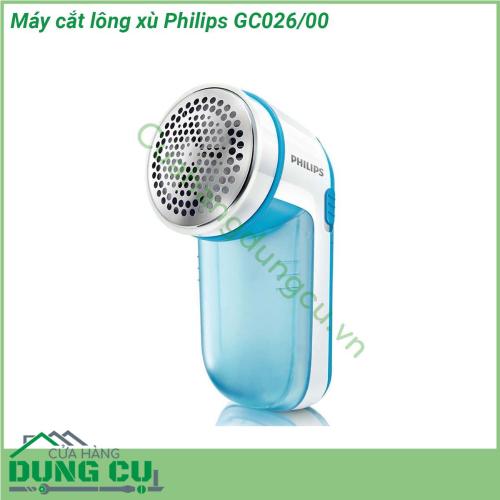 Máy cắt lông xù Philips GC026 00 thiết kế nhỏ gọn dễ sử dụng dễ cầm nắm an toàn Có thể cất gọn gàng chiếc máy này vào ngăn tủ của gia đình hay mang theo trong những chuyến đi xa  Diện tích bề mặt lưỡi dao lớn của máy cắt lông xù quần áo Philips GC026 đảm bảo rằng các khu vực quần áo lớn hơn được xử lý Vì vậy làm sạch dễ dàng hơn mà không cần kéo hay di chuyển nhiều lần