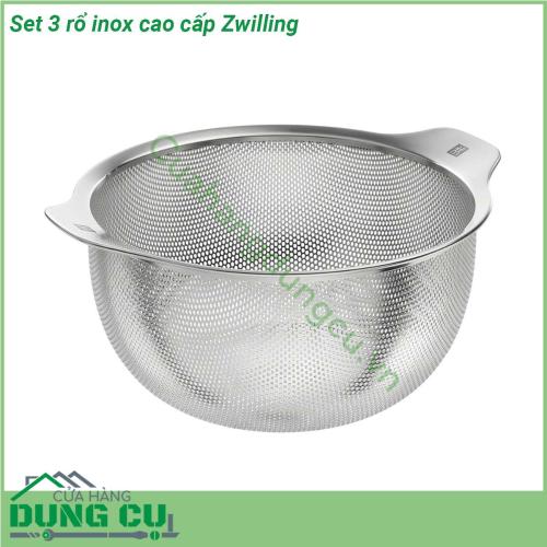 Set 3 rổ inox cao cấp Zwilling gồm 3 chiếc làm bằng thép không gỉ 18 10 phù hợp dùng để rửa trái cây rau quả rây lọc các sợi mì ống khoai tây Lý tưởng để rửa trái cây và rau quả làm ráo mì ống thực phẩm nấu chín và hơn thế nữa Chiếc rổ bằng thép không gỉ bền và chắc chắn sẽ là vật bổ sung hữu ích và phong cách trong nhà bếp của bạn