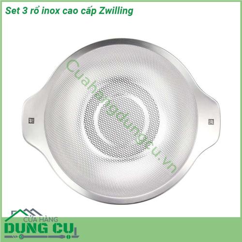 Set 3 rổ inox cao cấp Zwilling gồm 3 chiếc làm bằng thép không gỉ 18 10 phù hợp dùng để rửa trái cây rau quả rây lọc các sợi mì ống khoai tây Lý tưởng để rửa trái cây và rau quả làm ráo mì ống thực phẩm nấu chín và hơn thế nữa Chiếc rổ bằng thép không gỉ bền và chắc chắn sẽ là vật bổ sung hữu ích và phong cách trong nhà bếp của bạn