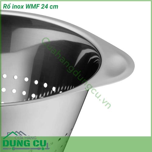 Rổ inox WMF 24 cm thích hợp làm rổ đựng hoa quả rau sống rau củ các loại Bày bàn ăn cũng rất đẹp mắt Rổ được làm từ chất liệu thép không gỉ bền trọn đời Thiết kế nhiều lỗ đục thiết kế hợp lý nên nước được chảy ra dễ dàng