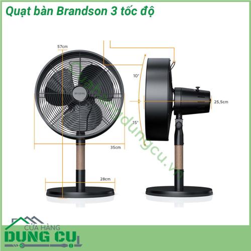 Quạt bàn Brandson 3 tốc độ thiết kế hiện đại với vẻ ngoài bằng gỗ và kim loại quý luồng gió mát toả ra từ thiết bị siêu sang chảnh và siêu êm Đường kính quạt 30cm 3 tốc độ gió có thể điều chỉnh nghiêng 25 độ quay 40 độ trái và 40 độ phải cho phép không khí luồng gió đc phân phối đều khắp phòng kể cả phòng lớn  