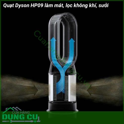 Quạt không cánh Dyson HP09 làm mát lọc không khí sưởi đúng như tên gọi chiếc máy này có 3 chức năng trong 1 Máy lọc không khí + Máy làm ấm không khí (chức năng của lò sưởi) máy làm mát không khí (chức năng của máy điều hoà không khí) 3 chức năng hữu ích trong 1 chiếc máy với kích thước ko hề to máy này chỉ cao 69cm rất gọn có thể đặt trên sàn nhà hoặc trên bàn đều phù hợp Thiết kế đẹp và màu sẵn trang nhã phù hợp với mọi không gian gia đình