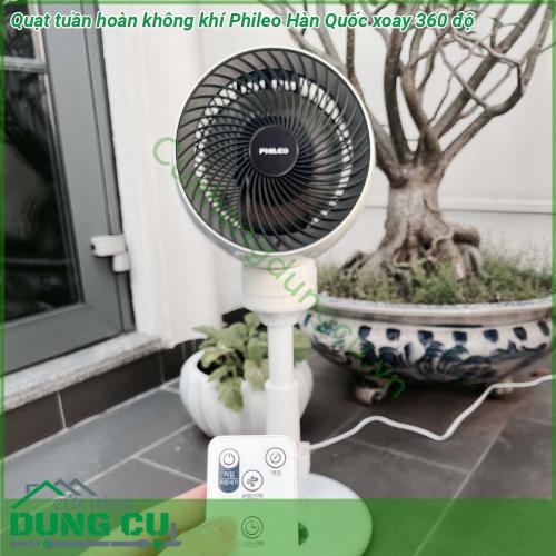 Quạt tuần hoàn không khí Phileo Hàn Quốc xoay 360 độ gồm 3 cánh quạt chiều cao quạt là 60cm – 70cm nhỏ gọn dễ dàng di chuyển và đặt mọi nơi mình thích Màu sản phẩm trắng sang trọng tô điểm thêm cho phòng ngủ thêm sang trọng  Quạt tuần hoàn không khí Hàn Quốc Phileo với 3 chế độ gió cộng với chế độ xoay 360o giúp mang lại làn gió tự nhiên và chế độ ngủ giúp giấc ngủ của bạn và gia đình bạn ngon hơn và sâu hơn