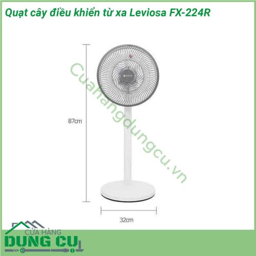 Quạt cây điều khiển từ xa Leviosa FX-224R được thiết kế hiện đại độ bền cao Công suất 48W với nhiều tốc độ gió khác nhau cho bạn có nhiều lựa chọn  Cánh quạt làm bằng nhựa cao cấp siêu bền không độc hại Thiết kế 7 cánh quạt cho phép tạo ra nhiều luồng gió hơn Chân quạt được thiết kế vững chắc giúp quạt chạy tốc độ cao nhưng vẫn ổn định không rung lắc  