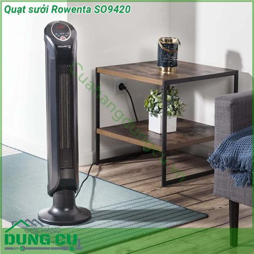 Quạt sưởi Rowenta SO9420 với kiểu dáng thanh thoát và hiện đại cùng với các bộ phận làm nóng bằng gốm giúp không bị khô da Quạt cung cấp độ ấm nhanh và mạnh mẽ đồng thời nhẹ nhàng và êm ái để tạo sự thoải mái tối ưu Sử dụng Công nghệ thông minh  Rowenta SO9420 tự động đạt và duy trì nhiệt độ phòng chính xác