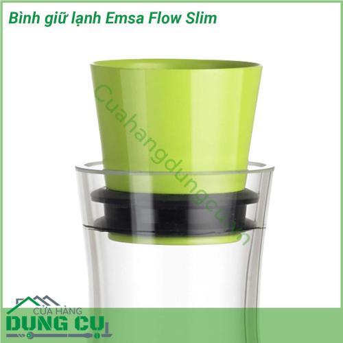 Bình giữ lạnh Emsa Flow Slim được làm bằng chất liệu thủy tinh an toàn tuyệt đối sức khỏe người sử sụng Với kiểu dáng đẹp thiết kế thông minh có cục làm lạnh dưới đáy bình bạn chỉ cần cho cục làm lạnh vào tủ đá 30 phút trước khi dùng sau đó lắp vào đáy bình là có thể giữlạnh được 4 tiếng