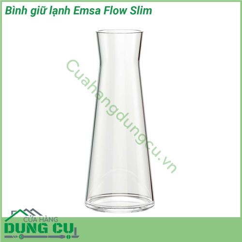 Bình giữ lạnh Emsa Flow Slim được làm bằng chất liệu thủy tinh an toàn tuyệt đối sức khỏe người sử sụng Với kiểu dáng đẹp thiết kế thông minh có cục làm lạnh dưới đáy bình bạn chỉ cần cho cục làm lạnh vào tủ đá 30 phút trước khi dùng sau đó lắp vào đáy bình là có thể giữlạnh được 4 tiếng