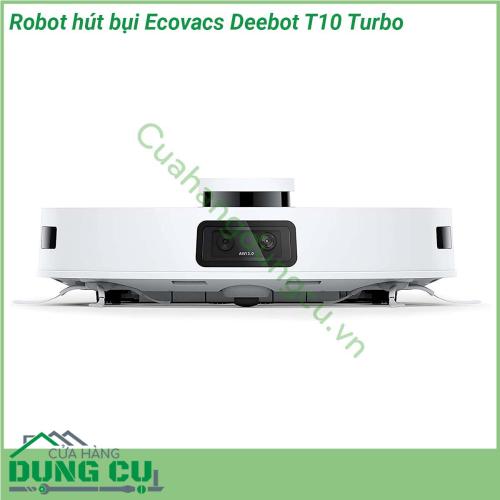 Robot hút bụi Ecovacs Deebot T10 Turbo sở hữu màu trắng trang nhã dễ dàng thích ứng với nhiều phong cách trang trí không gian khác nhau Kiểu dáng nhỏ gọn có khả năng di chuyển linh hoạt và tiếp cận nhiều vị trí nhỏ hẹp trong nhà giúp làm sạch tối đa Trạm gốc của robot có kích thước khá lớn với chức năng tự động làm sạch khăn lau đồng thời sấy khô bằng không khí nóng trong 2 giờ khử trùng bằng ion bạc 99 9 mà người dùng hoàn toàn không cần phải thao tác bằng tay