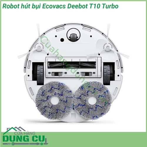 Robot hút bụi Ecovacs Deebot T10 Turbo sở hữu màu trắng trang nhã dễ dàng thích ứng với nhiều phong cách trang trí không gian khác nhau Kiểu dáng nhỏ gọn có khả năng di chuyển linh hoạt và tiếp cận nhiều vị trí nhỏ hẹp trong nhà giúp làm sạch tối đa Trạm gốc của robot có kích thước khá lớn với chức năng tự động làm sạch khăn lau đồng thời sấy khô bằng không khí nóng trong 2 giờ khử trùng bằng ion bạc 99 9 mà người dùng hoàn toàn không cần phải thao tác bằng tay