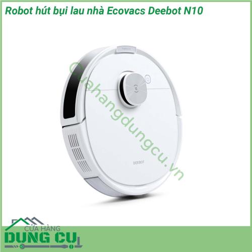 Robot hút bụi lau nhà Ecovacs Deebot N10 là robot hút bụi lau nhà có khả năng làm sạch mạnh mẽ và thông minh Với lực hút lên tới 4300Pa hệ thống lau tự điều tiết nước OZMO công nghệ quét laser lập bản đồ TrueMapping chính xác thời lượng pin dài và khả năng tránh vật cản ưu việt Deebot N10 sẽ giúp ngôi nhà của bạn luôn sạch sẽ