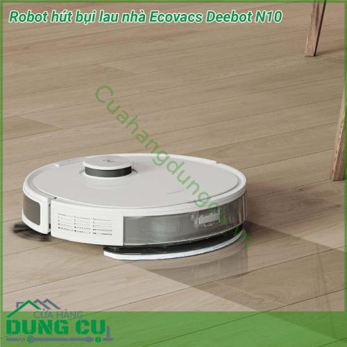 Robot hút bụi lau nhà Ecovacs Deebot N10 là robot hút bụi lau nhà có khả năng làm sạch mạnh mẽ và thông minh Với lực hút lên tới 4300Pa hệ thống lau tự điều tiết nước OZMO công nghệ quét laser lập bản đồ TrueMapping chính xác thời lượng pin dài và khả năng tránh vật cản ưu việt Deebot N10 sẽ giúp ngôi nhà của bạn luôn sạch sẽ