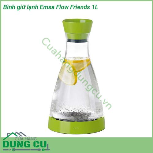 Bình giữ lạnh Emsa Flow Friends 1L với kiểu dáng đẹp thiết kế thông minh có cục làm lạnh dưới đáy bình bạn chỉ cần cho cục làm lạnh vào tủ đá 30 phút trước khi dùng sau đó lắp vào đáy bình là có thể giữ lạnh được 4 tiếng