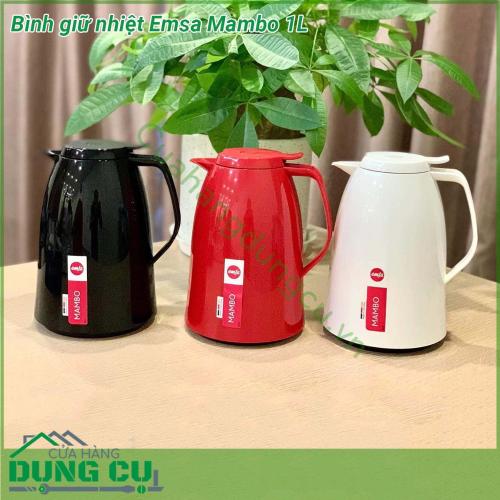 Bình giữ nhiệt Emsa Mambo 1L sở hữu thiết kế vô cùng ấn tượng với vỏ bình làm bằng nhựa bóng cao cấp thiết kế đơn giản trang nhã nhiều màu sắc siêu bền Sẽ là một thiết bị gia dụng không thể thiếu trong mỗi gia đình