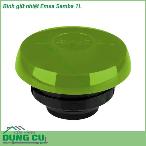 Bình giữ nhiệt Emsa Samba 1L là thiết kế đặc trưng của EMSA giúp rót nước dễ dàng mà không cần xoay mở nắp bình  Vỏ bình được làm bằng nhựa mờ cao cấp thiết kế đơn giản trang nhã nhiều màu sắc  Màu sắc nổi bật quai cầm chắc chắn không lo đổ vỡ Bình giữ nhiệt EMSA SAMBA có lớp giữ nhiệt bằng chân không bên trong thiết kế thuỷ tinh tráng men chịu lực siêu bền