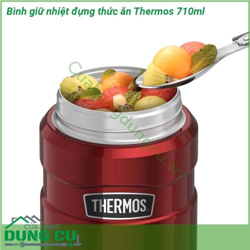 Bình giữ nhiệt đựng thức ăn Thermos 710ml với thiết kế nhỏ gọn kiểu dáng sang trọng  thiết kế an toàn bên trong và bên ngoài bình được chế tạo hoàn toàn bằng thép không gỉ chống trầy xước cho độ bền cao khi sử dụng hàng ngày Bình giữ nhiệt đựng thức ăn Thermos sẽ là người bạn đồng hành không thể thiếu của bạn cho mỗi chuyến đi du lịch công ty hay đến trường học   