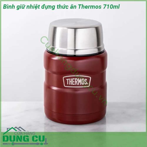 Bình giữ nhiệt đựng thức ăn Thermos 710ml với thiết kế nhỏ gọn kiểu dáng sang trọng  thiết kế an toàn bên trong và bên ngoài bình được chế tạo hoàn toàn bằng thép không gỉ chống trầy xước cho độ bền cao khi sử dụng hàng ngày Bình giữ nhiệt đựng thức ăn Thermos sẽ là người bạn đồng hành không thể thiếu của bạn cho mỗi chuyến đi du lịch công ty hay đến trường học   