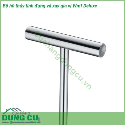 Bộ hũ thủy tinh đựng và xay gia vị Wmf Deluxe có hộp đựng làm bằng thủy tinh dễ dàng để làm sạch và làm sạch trong máy rửa chén Phần trên tùy chọn làm bằng thép không gỉ Cromargan 18 10  Giá đỡ đựng giấm và dầu cối xay muối cối xay tiêu làm bằng thép không gỉ Cromargan chống gỉ  Thích hợp cho dầu giấm nước tương​​​​​​​