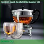 Ấm pha trà kèm kệ đun nến BODUM Chambord 1,3L