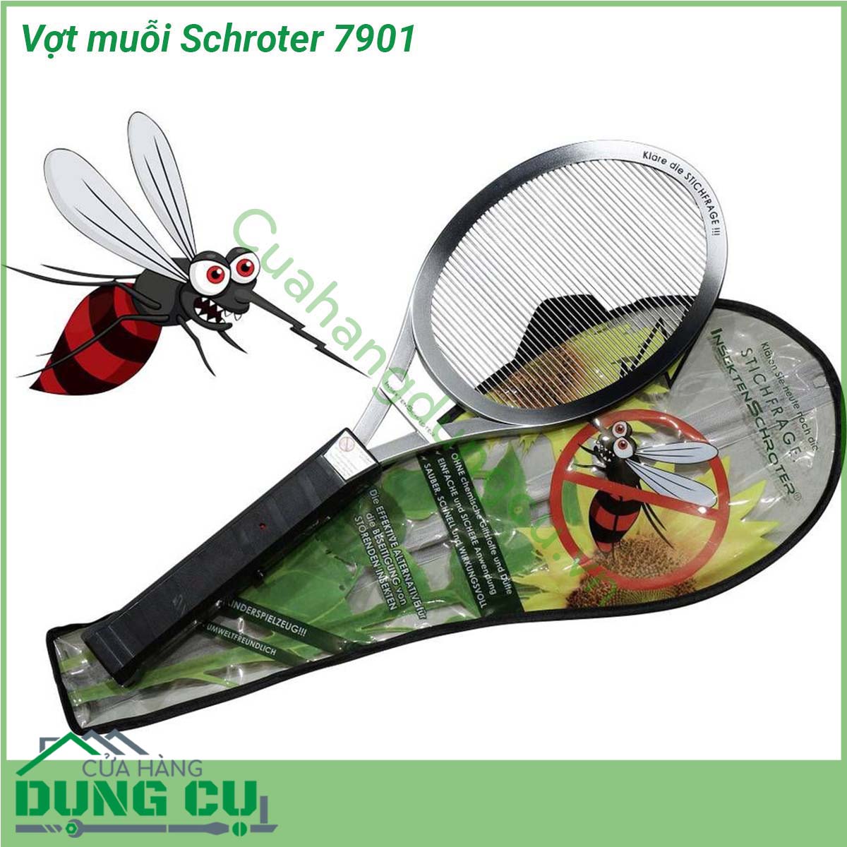 Vợt muỗi Schroter 7901 có thiết kế khoa học Nhờ thiết kế công thái học nhẹ vợt giúp mang đến sự thoải mái và khả năng kiểm soát Phần khung lớn giúp dễ dàng phán đoán vị trí của côn trùng gây hại và việc dọn dẹp cũng dễ dàng như lắc hoặc gạt xác côn trùng ra khỏi lưới  