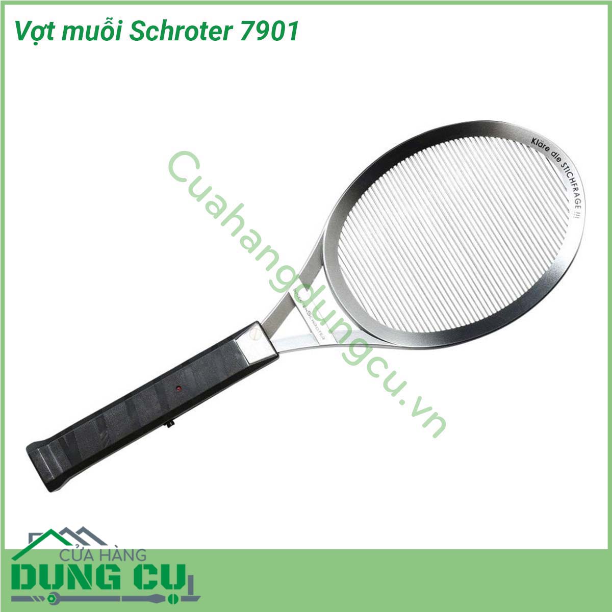 Vợt muỗi Schroter 7901 có thiết kế khoa học Nhờ thiết kế công thái học nhẹ vợt giúp mang đến sự thoải mái và khả năng kiểm soát Phần khung lớn giúp dễ dàng phán đoán vị trí của côn trùng gây hại và việc dọn dẹp cũng dễ dàng như lắc hoặc gạt xác côn trùng ra khỏi lưới  