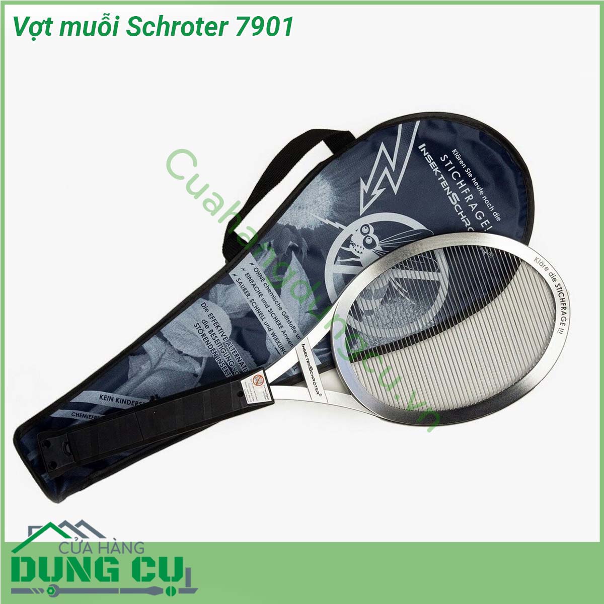 Vợt muỗi Schroter 7901 có thiết kế khoa học Nhờ thiết kế công thái học nhẹ vợt giúp mang đến sự thoải mái và khả năng kiểm soát Phần khung lớn giúp dễ dàng phán đoán vị trí của côn trùng gây hại và việc dọn dẹp cũng dễ dàng như lắc hoặc gạt xác côn trùng ra khỏi lưới  