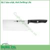 Bộ 2 dao chặt thái Zwilling Life được thiết kế to bản có độ nặng vừa phải để những vết cắt luôn gọn gàng tạo tính thẩm mỹ cho những món ăn Lưỡi dao và chuôi dao được liên kết bởi đinh tán có logo thương hiệu Zwilling và nhựa nguyên khối đặc trưng của các dòng sản phẩm của Zwilling chuôi dao được thiết kế có độ cong để dễ cầm nắm và điều khiển một cách linh động dễ dàng