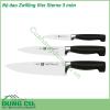 Bộ dao Zwilling Vier Sterne 3 món được làm từ thép không chứa lượng cacbon cao đạt độ đàn hồi và chống ăn mòn vượt trội Tay cầm bằng nhựa PP cao cấp nên nhẹ nhưng bền chống vỡ và chống trượt đồng thời kết cấu được tạo đường viền để có được một tay cầm an toàn Tay cầm bằng nhựa được tạo hình công thái học và kết hợp liền mạch với lưỡi dao Vì những vi khuẩn như vậy không thể tích tụ bên dưới tay cầm làm cho những con dao này trở nên vô cùng vệ sinh