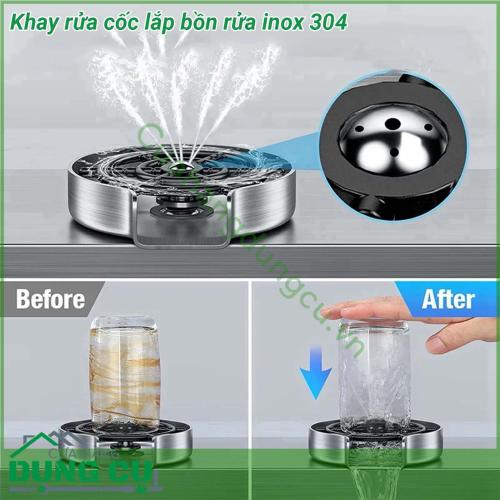 Khay rửa cốc lắp bồn rửa inox 304 thiết kế nhỏ gọn tiện lợi dễ dàng di chuyển và lắp đặt Chất liệu khay là inox 304 không gỉ sét an toàn nhất cho cơ thể con người hiện nay Máy có thể rửa được hầu hết các loại cốc chén Điều này giải quyết được bài toán ly cốc tại quầy bar bởi loại ly sử dụng cho đồ uống là rất đa dạng