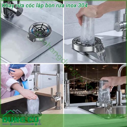 Khay rửa cốc lắp bồn rửa inox 304 thiết kế nhỏ gọn tiện lợi dễ dàng di chuyển và lắp đặt Chất liệu khay là inox 304 không gỉ sét an toàn nhất cho cơ thể con người hiện nay Máy có thể rửa được hầu hết các loại cốc chén Điều này giải quyết được bài toán ly cốc tại quầy bar bởi loại ly sử dụng cho đồ uống là rất đa dạng