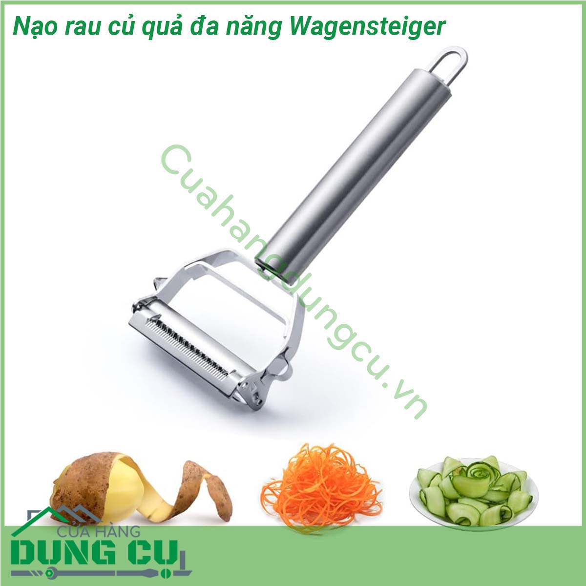 Nạo rau củ quả đa năng Wagensteiger với lưỡi dao kép 2in1 tiện lợi loại bỏ mắt phần hỏng của nguyên liệu nhanh chóng Vật liệu thép không gỉ bền bỉ an toàn với sức khỏe thiết kế cầm tay đơn giản đáp ứng nhu cầu gọt bất kỳ loại rau củ quả nào chắc chắn sẽ là sản phẩm cần thiết cho chị em nội chợ