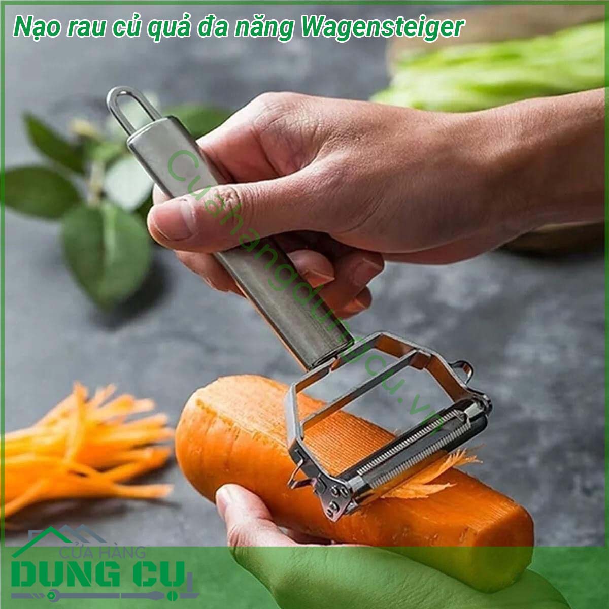 Nạo rau củ quả đa năng Wagensteiger với lưỡi dao kép 2in1 tiện lợi loại bỏ mắt phần hỏng của nguyên liệu nhanh chóng Vật liệu thép không gỉ bền bỉ an toàn với sức khỏe thiết kế cầm tay đơn giản đáp ứng nhu cầu gọt bất kỳ loại rau củ quả nào chắc chắn sẽ là sản phẩm cần thiết cho chị em nội chợ