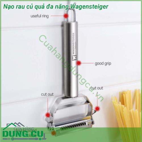 Nạo rau củ quả đa năng Wagensteiger với lưỡi dao kép 2in1 tiện lợi loại bỏ mắt phần hỏng của nguyên liệu nhanh chóng Vật liệu thép không gỉ bền bỉ an toàn với sức khỏe thiết kế cầm tay đơn giản đáp ứng nhu cầu gọt bất kỳ loại rau củ quả nào chắc chắn sẽ là sản phẩm cần thiết cho chị em nội chợ