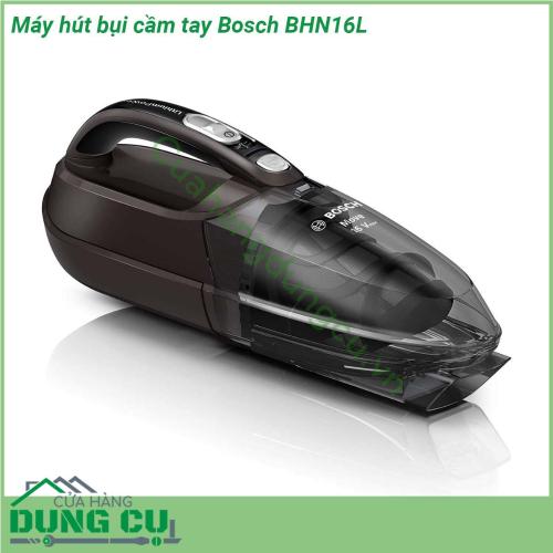 Máy hút bụi cầm tay Bosch BHN16L là chiếc máy hút bụi nhỏ gọn phù hợp với nhu cầu sử dụng của gia đình Máy có trọng lượng nhẹ chỉ 1 1kg cùng thiết kế cầm tay tạo cho người sử dụng dễ dàng đưa đầu máy đến nhiều vị trí cần làm sạch trong gia đình  Công nghệ PowerBrush trang bị trên máy hút bụi cầm tay Bosch BHN16L có động cơ hệ thống luồng khí lốc xoáy và tách bụi hiệu quả đảm bảo làm sạch triệt để