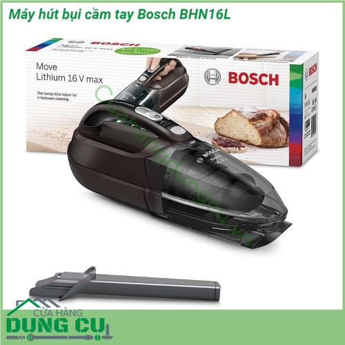 Máy hút bụi cầm tay Bosch BHN16L là chiếc máy hút bụi nhỏ gọn phù hợp với nhu cầu sử dụng của gia đình Máy có trọng lượng nhẹ chỉ 1 1kg cùng thiết kế cầm tay tạo cho người sử dụng dễ dàng đưa đầu máy đến nhiều vị trí cần làm sạch trong gia đình  Công nghệ PowerBrush trang bị trên máy hút bụi cầm tay Bosch BHN16L có động cơ hệ thống luồng khí lốc xoáy và tách bụi hiệu quả đảm bảo làm sạch triệt để
