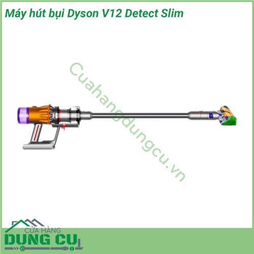 Máy hút bụi cầm tay không dây Dyson V12 Detect Slim được thiết kế hiện đại kiểu dáng mới Dyson V12 là một trong những cải tiến hiện đại và đời mới nhất của Dyson mang đến công nghệ chưa từng thấy trước đây cho Máy hút bụi Dyson trong việc chăm sóc sàn nhà của gia đình văn phòng làm việc hay tại khách sạn resort  Máy hút bụi Dyson V12 bổ sung tia laser xanh tích hợp chiếu sáng các hạt bụi không nhìn thấy bằng mắt trên sàn cứng và cảm biến Piezo có thể đếm các hạt bụi xuống đến mức siêu nhỏ