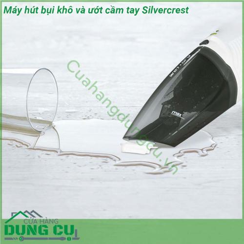 Máy hút bụi khô và ướt cầm tay Silvercrest nhỏ gọn rất tiện lợi và cần thiết để làm sạch các vụn rác trên bàn ghế sofa các ngóc ngách trong nhà hay làm sạch ô tô với dung tích ngăn chứa lên đến 400ml Ngoài ra máy còn hút được cả chất lỏng với dung tích ngăn chứa 150ml  Một công cụ hữu ích và rất đẹp sang trọng với màu trắng phù hợp sử dụng hút bụi sopha ghế ô tô đệm nằm hút các ngóc ngách sâu khó để quét nhà