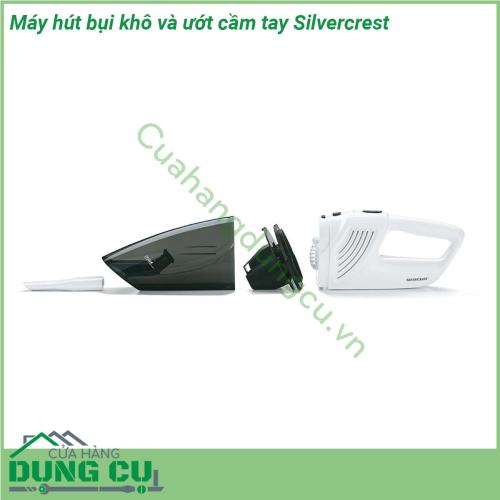 Máy hút bụi khô và ướt cầm tay Silvercrest nhỏ gọn rất tiện lợi và cần thiết để làm sạch các vụn rác trên bàn ghế sofa các ngóc ngách trong nhà hay làm sạch ô tô với dung tích ngăn chứa lên đến 400ml Ngoài ra máy còn hút được cả chất lỏng với dung tích ngăn chứa 150ml  Một công cụ hữu ích và rất đẹp sang trọng với màu trắng phù hợp sử dụng hút bụi sopha ghế ô tô đệm nằm hút các ngóc ngách sâu khó để quét nhà