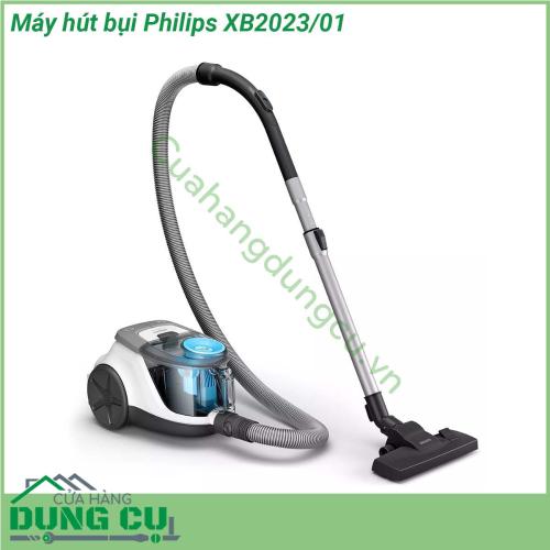 Máy hút bụi Philips XB2023 01 có kiểu dáng nhỏ gọn với bánh xe và quai xách giúp người dùng dễ dàng di chuyển và bảo quản máy Thiết kế hiện đại màu sắc trang nhã giúp tăng vẻ đẹp cho không gian của bạn  Máy được trang bị hộp chứa bụi 1 3 lít khó vỡ có khả năng chịu lực tốt đổ bụi chỉ bằng 1 tay