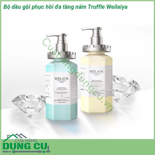 Bộ dầu gội phục hồi đa tầng nấm Truffle Weilaiya thuộc dòng cao cấp dành riêng cho các salon tóc Bộ dầu gội phục hồi đa tầng nấm truffle Weilaiya ra đời phá vỡ các khuôn mẫu cũ thiết lập khái niệm chăm sóc tóc hoàn toàn mới đó là Dầu gội không chỉ dùng để làm sạch thông thường mà còn có tác dụng phục hồi chống lão hóa da đầu Da đầu khỏe mạnh chính là yếu tố quan trọng giúp tóc chắc khỏe