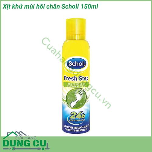 Xịt khử mùi hôi chân Scholl 150ml có chứa chất chuyên chống và khử mùi mồ hôi tinh dầu quế bạc hà Hấp thụ và làm mất mùi ngay lập tức Xịt khử mùi hôi giầy Scholl có thiết kế nhỏ gọn tiện dụng có thể mang theo bên người dễ dàng sử dụngHướng dẫn sử dụng ÖLắc đều trước khi phun xịt khử mùi hôi giầy Scholl