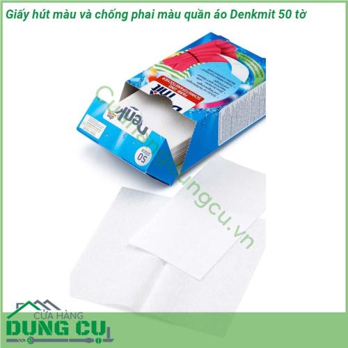 Giấy hút màu và chống phai màu quần áo Denkmit 50 tờ là sản phẩm chăm sóc và hỗ trợ làm sạch quần áo toàn diện Hỗ trợ hút màu và chống phai màu hiệu quả sản phẩm không gây mùi khó chịu không gây hại cơ thể