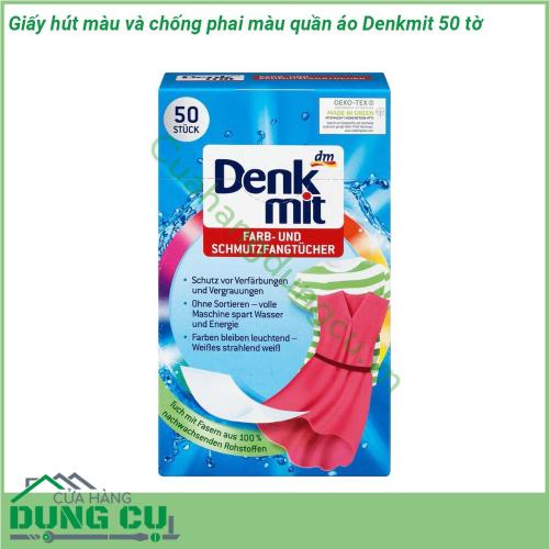 Giấy hút màu và chống phai màu quần áo Denkmit 50 tờ là sản phẩm chăm sóc và hỗ trợ làm sạch quần áo toàn diện Hỗ trợ hút màu và chống phai màu hiệu quả sản phẩm không gây mùi khó chịu không gây hại cơ thể