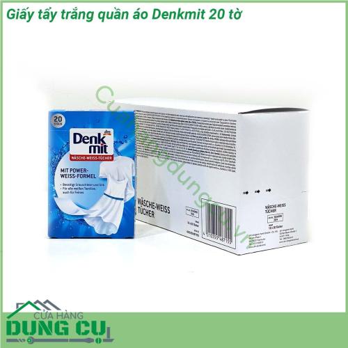 Giấy tẩy trắng quần áo Denkmit 20 tờ không độc hại khôi phục những bộ áo quần trắng xỉn màu trở nên trắng sáng như mới Bạn sẽ không phải mất thời gian ngâm tẩy thông thường bạn chỉ cần bỏ 1-2 tờ giấy tẩy trắng quần áo Denkmit vào giặt chung là quần áo của bạn đã trắng sáng trở lại như mới