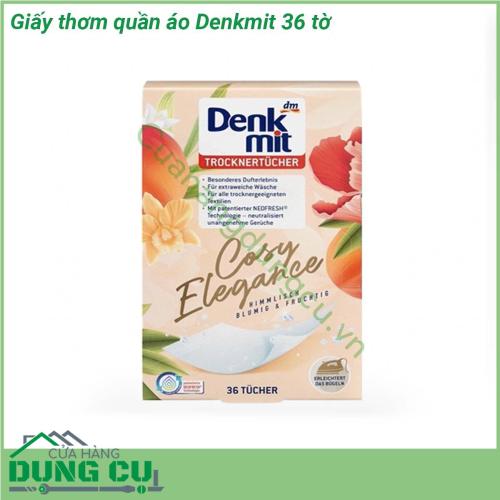 Giấy thơm quần áo Denkmit 36 tờ với hương thơm tươi mát giúp quần áo ga gối luôn có mùi hương hoa dễ chịu kéo dài trong suốt quá trình sử dụng Cho 1 miếng giấy vào sấy cùng quần áo chăn ga giúp mang cả cánh đồng hoa nắng vào không gian phòng ngủ của bạn