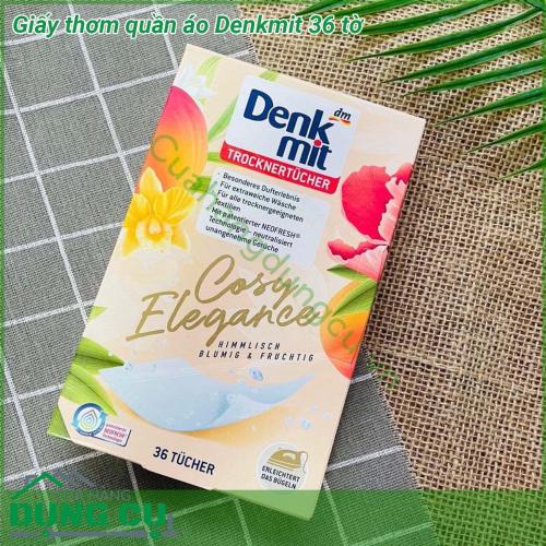 Giấy thơm quần áo Denkmit 36 tờ với hương thơm tươi mát giúp quần áo ga gối luôn có mùi hương hoa dễ chịu kéo dài trong suốt quá trình sử dụng Cho 1 miếng giấy vào sấy cùng quần áo chăn ga giúp mang cả cánh đồng hoa nắng vào không gian phòng ngủ của bạn