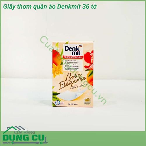 Giấy thơm quần áo Denkmit 36 tờ với hương thơm tươi mát giúp quần áo ga gối luôn có mùi hương hoa dễ chịu kéo dài trong suốt quá trình sử dụng Cho 1 miếng giấy vào sấy cùng quần áo chăn ga giúp mang cả cánh đồng hoa nắng vào không gian phòng ngủ của bạn