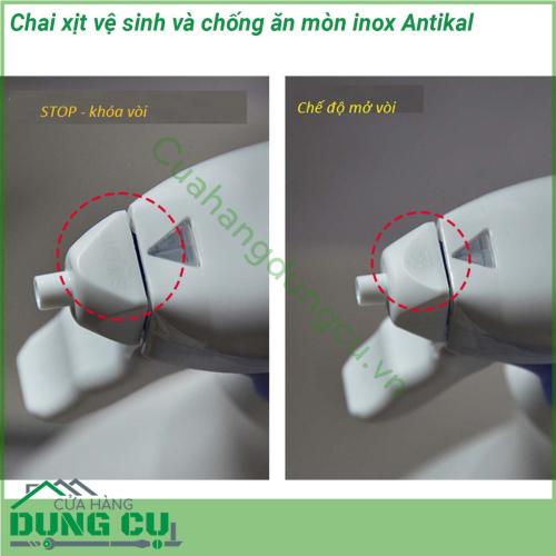 Chai xịt vệ sinh và chống ăn mòn inox Antikal dung tích 750 ml là một sản phẩm vô cùng lý tưởng để loại bỏ cặn vôi cứng đầu cặn xà phòng và vết nước đọng trong nhà bếp và phòng tắm  Sản phẩm đã được thử nghiệm và được chứng minh khả năng loại bỏ tới 100 cặn vôi bám trên các bề mặt inox