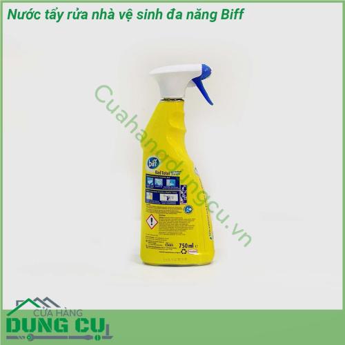 Nước tẩy rửa nhà vệ sinh đa năng Biff với công thức đặc biệt và hiệu suất làm sạch cực mạnh nhờ chức năng tạo bọt kép (loại bọt làm sạch cho phép bạn dễ dàng lựa chọn đúng khu vực vị trí cần làm sạch nhỏ hoặc rộng hơn) giúp đánh bay các vết ố bẩn lâu ngày trên đồ sành sứ như bồn rửa mặt bồn tắm bồn cầu tường gạch men kệ bếp giúp phòng bếp phòng tắm nhà vệ sinh luôn trắng sạch như mới