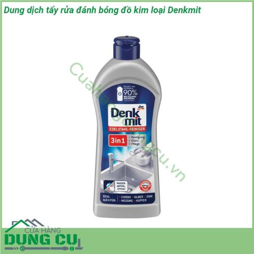 Dung dịch tẩy rửa đánh bóng đồ kim loại Denkmit với dung tích 300ml giúp làm sạch đánh bóng và ngăn ngừa đóng cặn trở lại các thiết bị gia dụng bằng kim loại như chậu rửa bát vòi nước lư hương trang sức kim loại bạc lâu ngày bị đen… 